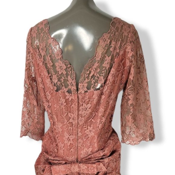 Vintage 1950s - 1970s Women's Pink Blush Mauve Lace Overlay Dress Size Medium - Picture 2 of 7